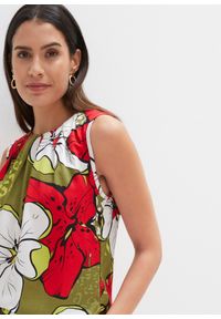 bonprix - Top bez rękawów z wiskozy. Kolor: biały. Materiał: wiskoza. Długość rękawa: bez rękawów. Wzór: nadruk, aplikacja, kwiaty #3