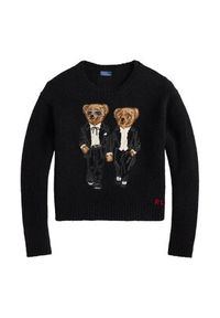 Polo Ralph Lauren Sweter 211978619001 Czarny Relaxed Fit. Typ kołnierza: polo. Kolor: czarny. Materiał: wełna #4