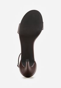 Renee - Brązowe Sandały na Szpilce z Wyciętą Cholewką Metiotai. Zapięcie: sprzączka. Kolor: brązowy. Wzór: kwiaty. Obcas: na szpilce. Styl: elegancki #3