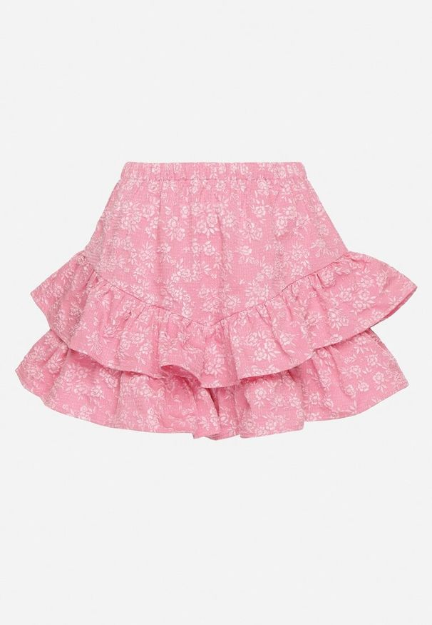 Born2be - Różowe Spódnico-Szorty z Falbankami Sopelira. Okazja: na co dzień. Stan: podwyższony. Kolor: różowy. Styl: casual, elegancki