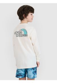 4f - 4F Longsleeve oversize z nadrukiem chłopięcy - biały 128 (7-8 lat). Okazja: na co dzień. Kolor: biały. Materiał: dzianina, bawełna, jersey. Długość rękawa: długi rękaw. Długość: długie. Wzór: nadruk. Sezon: lato. Styl: klasyczny, sportowy, casual