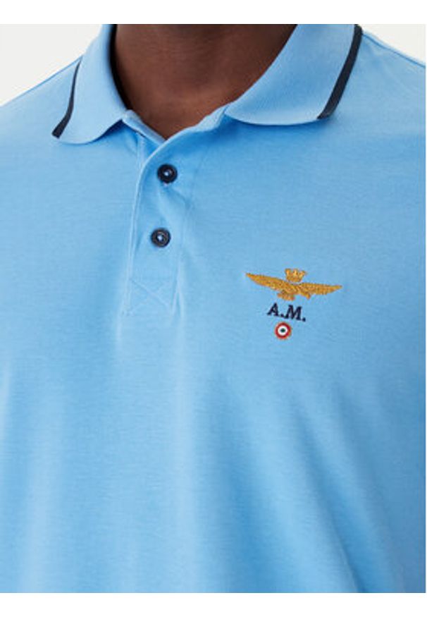 Aeronautica Militare Polo 261PO1308UP00082 Niebieski Regular Fit. Typ kołnierza: polo. Kolor: niebieski. Materiał: bawełna