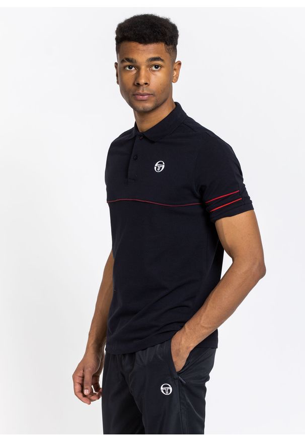 SERGIO TACCHINI - Koszulka męska Polo Sergio Tacchini Amarillis (39220-964). Okazja: na co dzień, na spotkanie biznesowe. Typ kołnierza: polo. Kolor: czarny. Materiał: dresówka. Styl: biznesowy, młodzieżowy, casual