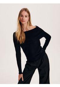 Reserved - Sweter z wiskozą - czarny. Kolor: czarny. Materiał: wiskoza #1