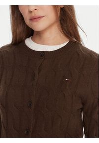 TOMMY HILFIGER - Tommy Hilfiger Kardigan WW0WW47463 Brązowy Regular Fit. Kolor: brązowy. Materiał: wełna #2