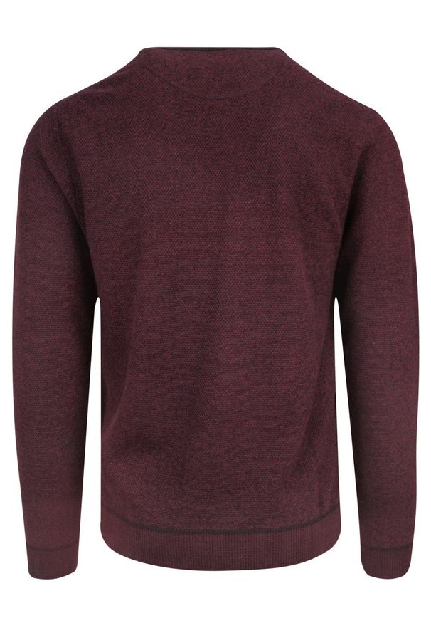 Sweter Bawełniany, Bordowy w Drobny Tłoczony Wzór, Okrągły Dekolt, U-neck, Męski -Pako Jeans. Okazja: na spotkanie biznesowe, do pracy, na co dzień. Kolor: czerwony. Materiał: bawełna. Styl: biznesowy, klasyczny, elegancki, casual