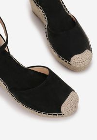 Renee - Czarne Sandały Murigune. Nosek buta: okrągły. Kolor: czarny. Wzór: aplikacja. Obcas: na koturnie. Styl: klasyczny #2