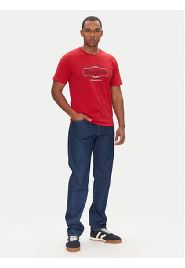 Pepe Jeans T-Shirt Daxton PM509786 Czerwony Regular Fit. Kolor: czerwony. Materiał: bawełna