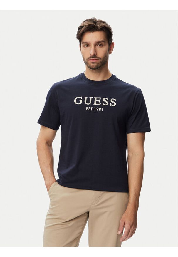 Guess T-Shirt M6YI41 K4227 Granatowy Regular Fit. Kolor: niebieski. Materiał: bawełna