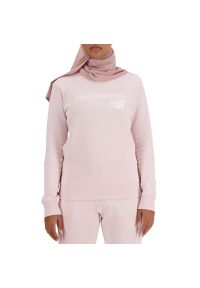 Bluza New Balance WT03811SOI - różowa. Kolor: różowy. Materiał: bawełna, poliester, prążkowany. Styl: sportowy, klasyczny