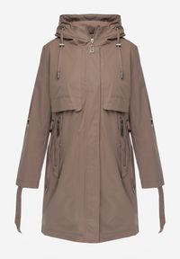 Born2be - Ciemnobeżowa Przejściowa Kurtka Parka z Kapturem i Podwijanymi Rękawami Tinarose. Okazja: na spacer, na co dzień. Typ kołnierza: kaptur. Kolor: beżowy. Materiał: jeans, dresówka. Styl: casual #5