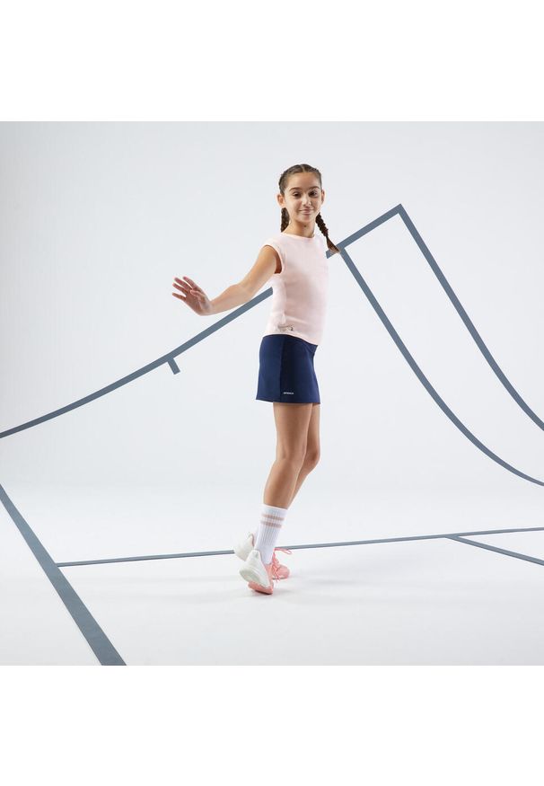 ARTENGO - Koszulka do tenisa dla dziewczynek Artengo TTS500. Kolor: różowy. Materiał: materiał, tkanina, poliester, elastan. Sport: tenis