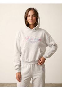 Sinsay - Bluza hoodie z haftowanym napisem - szary. Kolor: szary. Wzór: haft, napisy #1