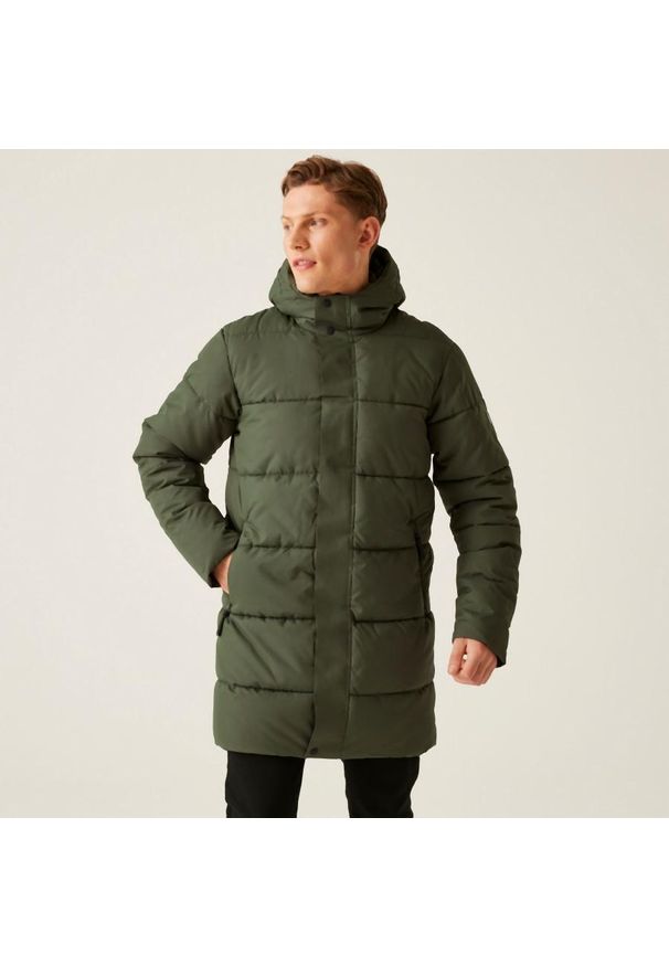 Kurtka z kapturem Regatta Hayleyn. Typ kołnierza: kaptur. Kolor: wielokolorowy, brązowy, zielony. Materiał: puch. Sport: turystyka piesza