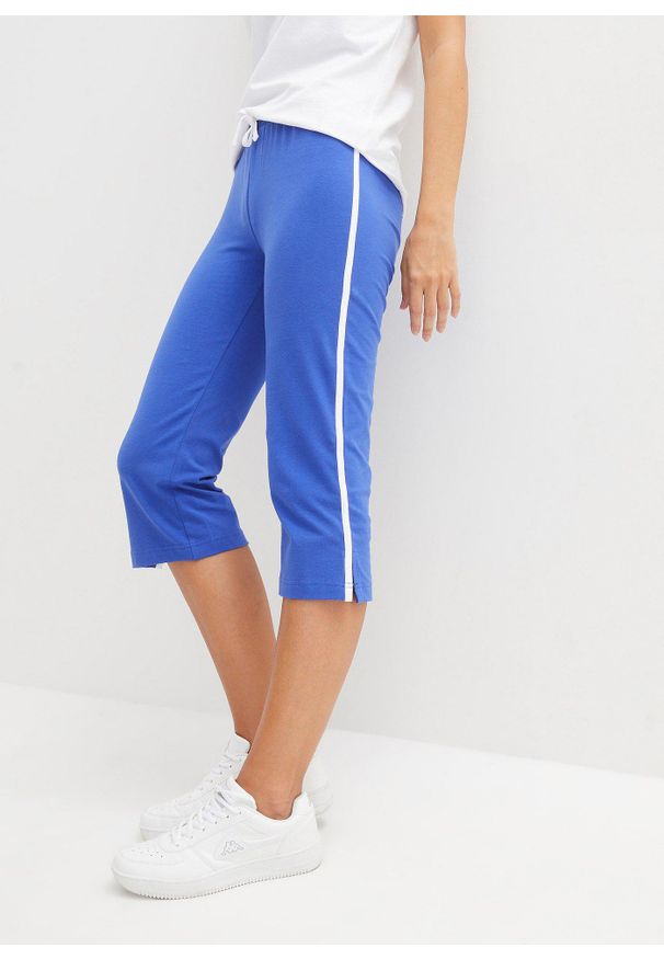 bonprix - Spodnie rybaczki z bawełny ze stretchem (2 pary). Kolor: niebieski. Materiał: bawełna. Styl: sportowy