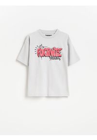 Reserved - Bawełniany t-shirt Fortnite - jasnoszary. Kolor: szary. Materiał: bawełna #1