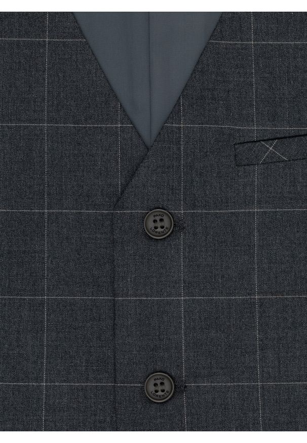 Pako Lorente - PAKO LORENTE – Szara garniturowa kamizelka w kratę. Kolor: szary. Materiał: poliester, elastan, wiskoza