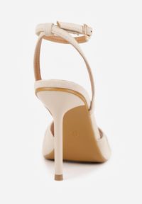 Renee - Beżowe Sandały VICES na Szpilce Zdobione Marszczeniem i Aplikacją Synalirea. Zapięcie: pasek. Kolor: beżowy. Wzór: aplikacja. Obcas: na szpilce. Styl: klasyczny, elegancki #8