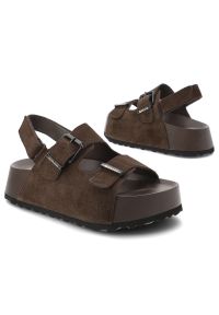 Big-Star - Sandały damskie Big Star, cholewka ze skóry naturalnej zamszowej z regulowanymi paskami na masywnej podeszwie o dobrej amortyzacji, brązowe, TT274236. Okazja: na co dzień. Zapięcie: pasek. Kolor: brązowy. Materiał: skóra, zamsz. Sezon: lato. Styl: casual, klasyczny, sportowy #3
