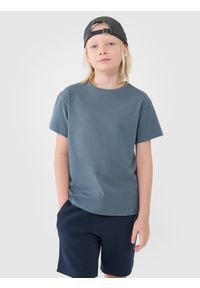 4f - 4F T-shirt oversize gładki chłopięcy - turkusowy 164 (13-14 lat). Okazja: na co dzień. Kolor: turkusowy. Materiał: dzianina, bawełna, jersey. Długość rękawa: krótki rękaw. Długość: krótkie. Wzór: gładki. Sezon: lato. Styl: klasyczny, sportowy, casual