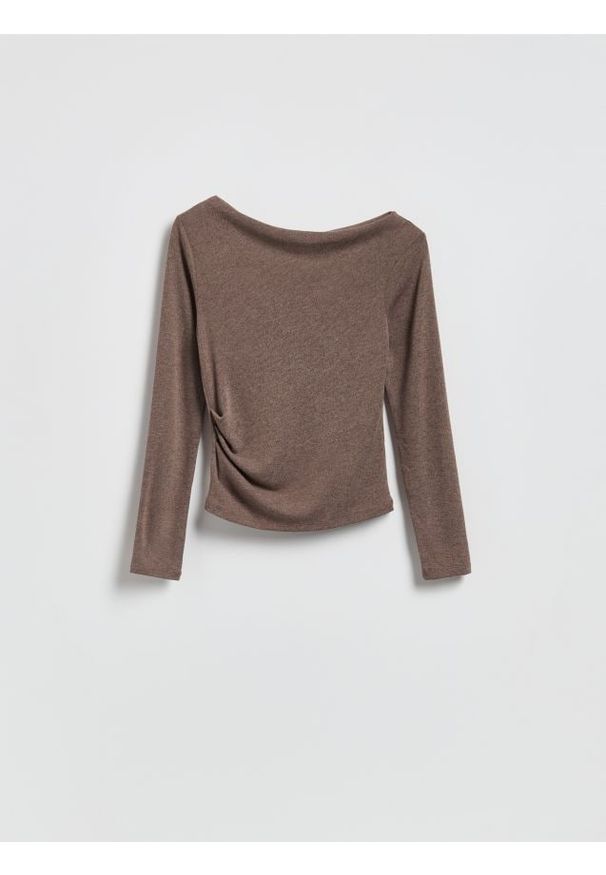 Reserved - Longsleeve z wiskozą - brązowy. Kolor: brązowy. Materiał: wiskoza. Długość rękawa: długi rękaw