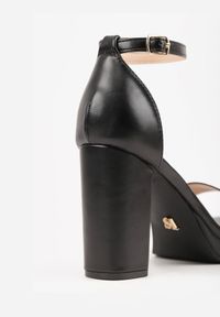 Born2be - Czarne Sandały VICES na Słupku z Wkładką ze Skóry Naturalnej Azirera. Zapięcie: pasek. Kolor: czarny. Materiał: skóra. Obcas: na słupku. Styl: wizytowy #5