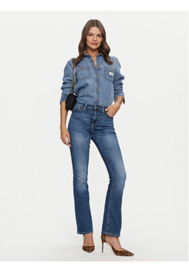 Guess Jeans Koszula jeansowa W4YH37 D5EI2 Niebieski Regular Fit. Kolor: niebieski. Materiał: bawełna
