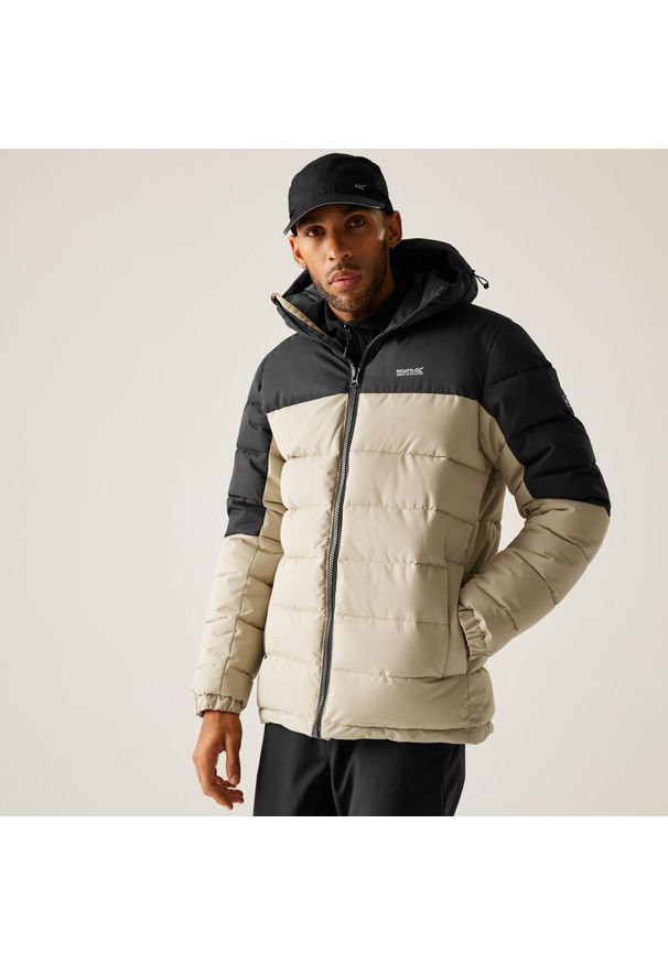 Regatta - Kurtka męska zimowa ocieplana Aldthorn. Kolor: brązowy, szary, wielokolorowy. Materiał: puch, syntetyk. Sezon: zima. Sport: turystyka piesza