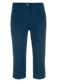 Spodnie rybaczki ze stretchem, wygodnym paskiem i guzikami bonprix ciemnoniebieski. Kolor: niebieski #1