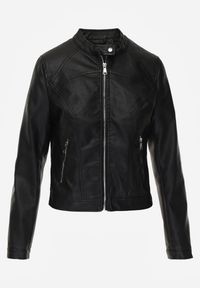 Renee - Czarna Taliowana Kurtka Ramoneska o Klasycznym Fasonie Tessana. Okazja: na randkę. Kolor: czarny. Materiał: poliester, jeans. Styl: klasyczny #7