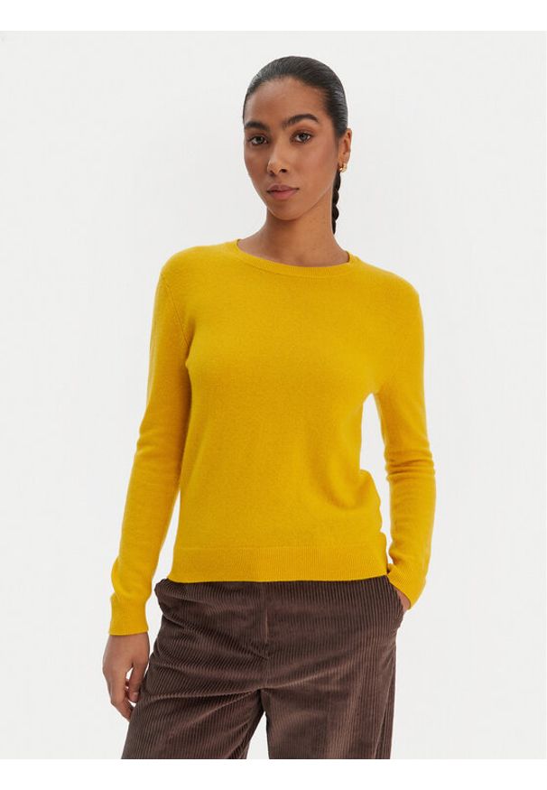 United Colors of Benetton - United Colors Of Benetton Sweter 1002D1K01 Żółty Regular Fit. Kolor: żółty. Materiał: wełna