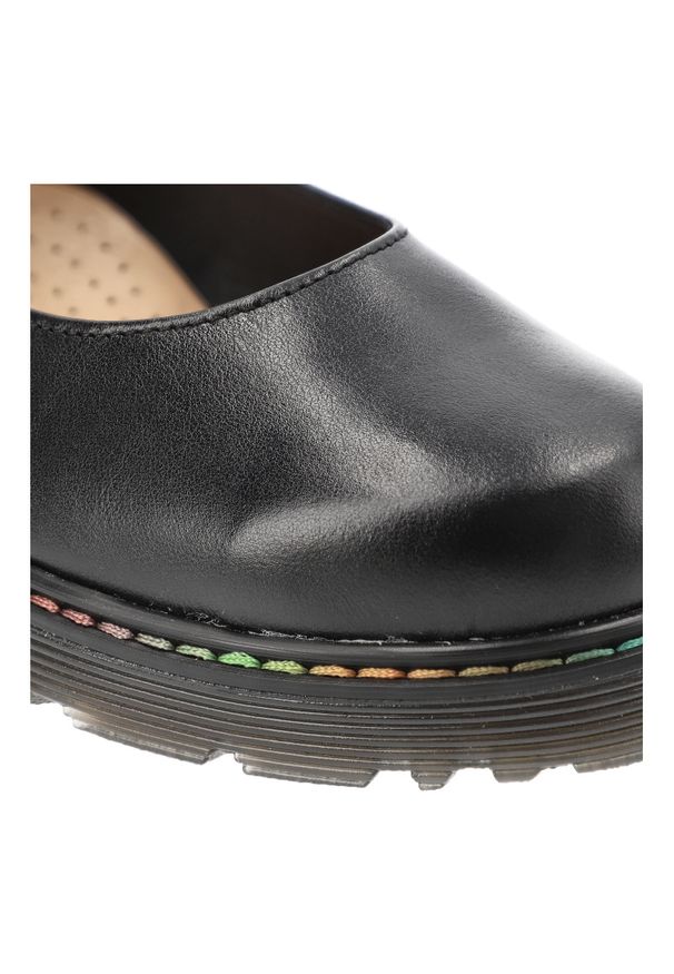 Czarne Półbuty Armodo Płaskie Obuwie Damskie. Kolor: czarny. Materiał: skóra. Styl: elegancki, klasyczny