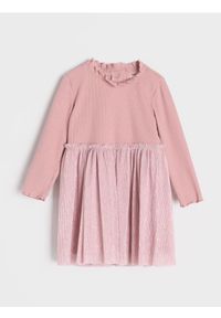 Sinsay - Sukienka - różowy. Kolor: różowy. Materiał: prążkowany, materiał #1