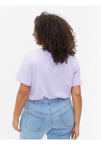 Zizzi T-Shirt V50224B Fioletowy Regular Fit. Kolor: fioletowy. Materiał: bawełna