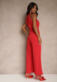 Renee - Czerwony Kombinezon Wide Leg z Ozdobnym Wiązaniem przy Szyi Silelia. Okazja: na co dzień. Kolor: czerwony. Długość rękawa: bez rękawów. Styl: klasyczny, elegancki, casual #3