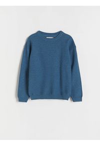 Reserved - Strukturalny sweter z bawełną - granatowy. Kolor: niebieski. Materiał: bawełna