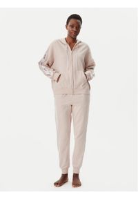 DKNY Piżama YI90040 Beżowy Relaxed Fit. Kolor: beżowy. Materiał: syntetyk