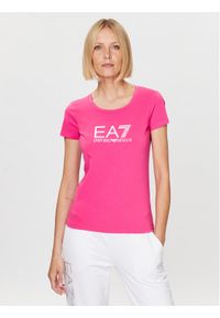 EA7 Emporio Armani T-Shirt 8NTT66 TJFKZ 1417 Różowy Slim Fit. Kolor: różowy. Materiał: bawełna
