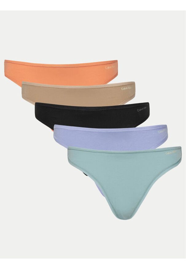 Calvin Klein Underwear Komplet 5 par stringów 000QD5250E Kolorowy. Materiał: bawełna. Wzór: kolorowy