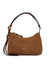 TOMMY HILFIGER - Tommy Hilfiger Torebka Th Statement Mini Should Bag Sue AW0AW18823 Brązowy. Kolor: brązowy. Materiał: skórzane, zamszowe #6