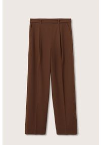 mango - Mango spodnie Charlie damskie kolor brązowy szerokie high waist. Stan: podwyższony. Kolor: brązowy. Materiał: włókno #8