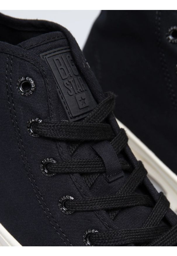 Big-Star - Trampki damskie wysokie czarne OO274008 906. Okazja: na co dzień. Nosek buta: okrągły. Kolor: czarny. Materiał: materiał, guma. Styl: casual, sportowy
