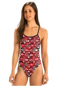 DOLFIN - Strój Kąpielowy Dolfin Reliance Veyron V Back – Czerwony – Rozmiar 30. Kolor: czerwony. Wzór: nadruk #2