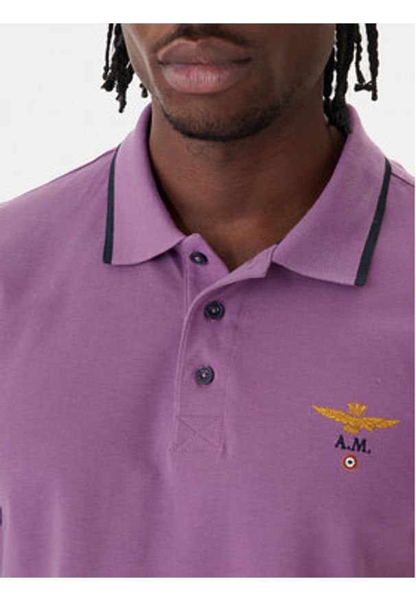 Aeronautica Militare Polo 261PO1308UP00082 Fioletowy Regular Fit. Typ kołnierza: polo. Kolor: fioletowy. Materiał: bawełna