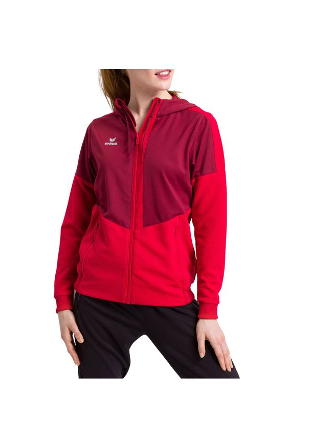 ERIMA - Damska kurtka z kapturem Erima Training. Typ kołnierza: kaptur. Kolor: czerwony. Sport: fitness, piłka ręczna