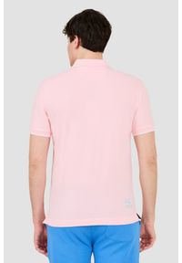 La Martina - LA MARTINA Różowe męskie polo z dużym logo, Rozmiar XL. Typ kołnierza: polo. Kolor: różowy #7