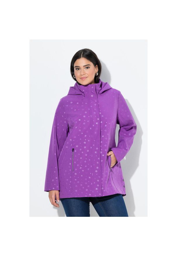 ULLA POPKEN - Damskie Kurtka softshell HYPRAR wodoodporna kaptur rozcięcie u dołu. Kolekcja: plus size. Kolor: fioletowy. Materiał: poliester, materiał, elastan. Sport: turystyka piesza