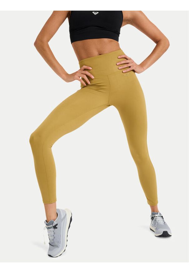 Roxy Legginsy Heart Into It Ankle ERJNP03690 Zielony Slim Fit. Kolor: zielony. Materiał: syntetyk