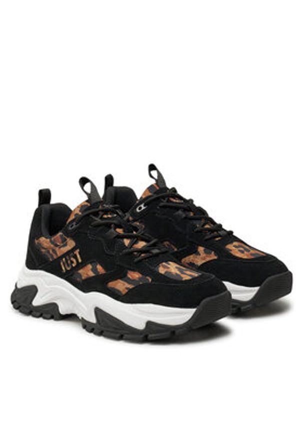 Just Cavalli Sneakersy 77RA3SC1 Brązowy. Kolor: brązowy. Materiał: zamsz, skóra