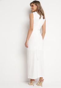 Born2be - Biała Maxi Sukienka Dopasowana z Ozdobnymi Marszczeniami Dorsalinna. Okazja: na spotkanie biznesowe, do pracy. Kolor: biały. Sezon: wiosna, lato. Typ sukienki: dopasowane. Styl: biznesowy, elegancki, klasyczny. Długość: maxi #5